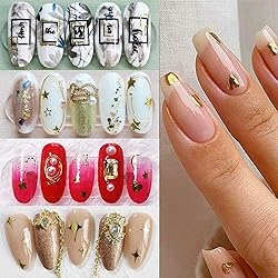 Gold Geometry Nail Art Stickers, Love Heart Letters