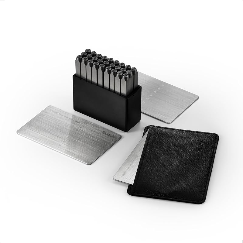 – XSEED Plus - Placas de aço para armazenamento criptográfico seguro de carteiras de Bitcoin (conjunto de punção de aço incluído) compatíveis com carteiras de hardware SecuX, Ledger e Trezor