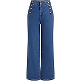 CIDER Womens Wide Leg Straight Leg Jeans High Waist Trendy Fashion Denim Slim Basic Dressy Casual Business Button Pants