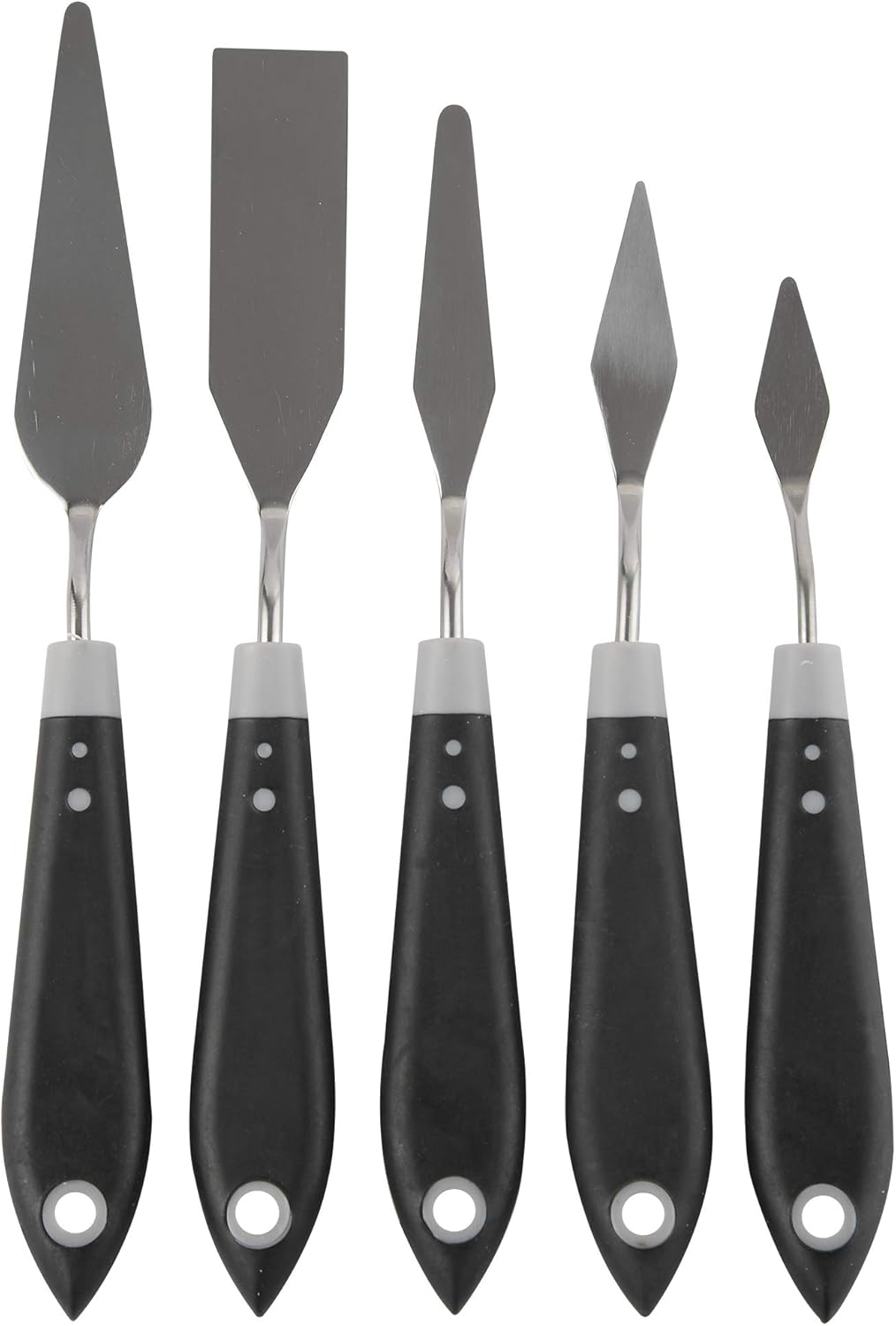 CONDA Palette Knife with Comfort Grip Set, 5 pcs Rubber Handle