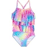 Dolxico Girls One Piece Swimsuits Cute Ruffles Swimming Bathing Suit with Adjustable Straps Beach Pool Kids Swimwear 3T-12