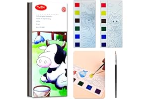 JUNQIU US JUNQIU Watercolor Coloring Books for Kids Ages 4-8, Pocket Watercolor Painting Book for Toddlers, Easter Basket Stuffers For Girls Boys, Stocking Stuffers For Kids