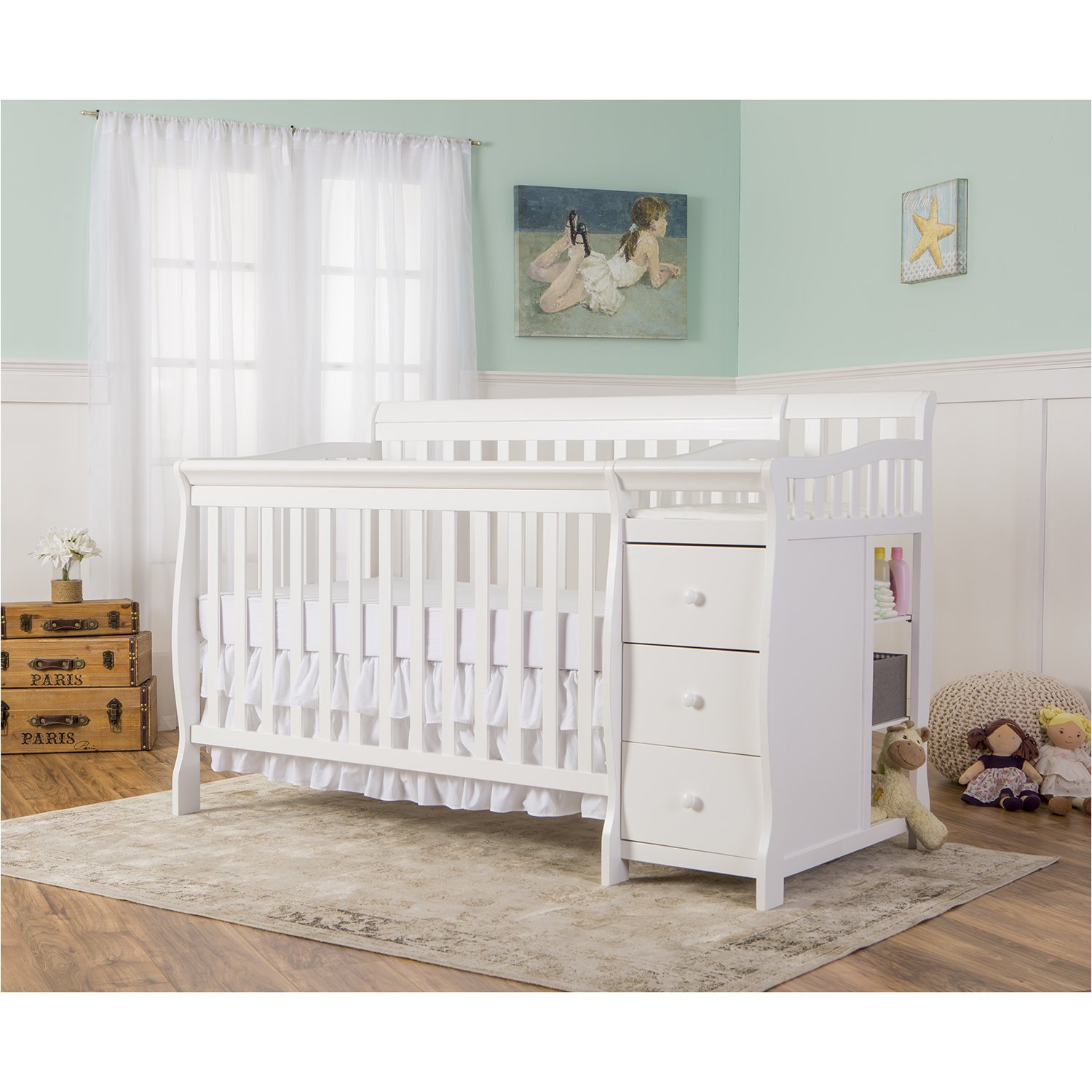 Dream On Me 5 in 1 Brody Convertible Crib with Changer with Dream On Me Spring Crib and Toddler Bed Mattress, Twilight : Baby