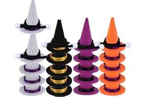 Droutti 25 Pieces Mini Wine Bottle Decor Set,Multi-color Mini Felt Witch Hats Black Mini Scarves Party Bottle decoration Wine Bottle Toppers for Candy Covers Wine Bottle Gift decoration,One Size
