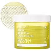 NEOGEN Lemon PHA Gauze Peeling Pads (30 pads) - Exfoliating Peeling Pad with AHA, BHA, PHA, LHA & Lemon & Glutathione & Niacinamide - Korean Skin Care