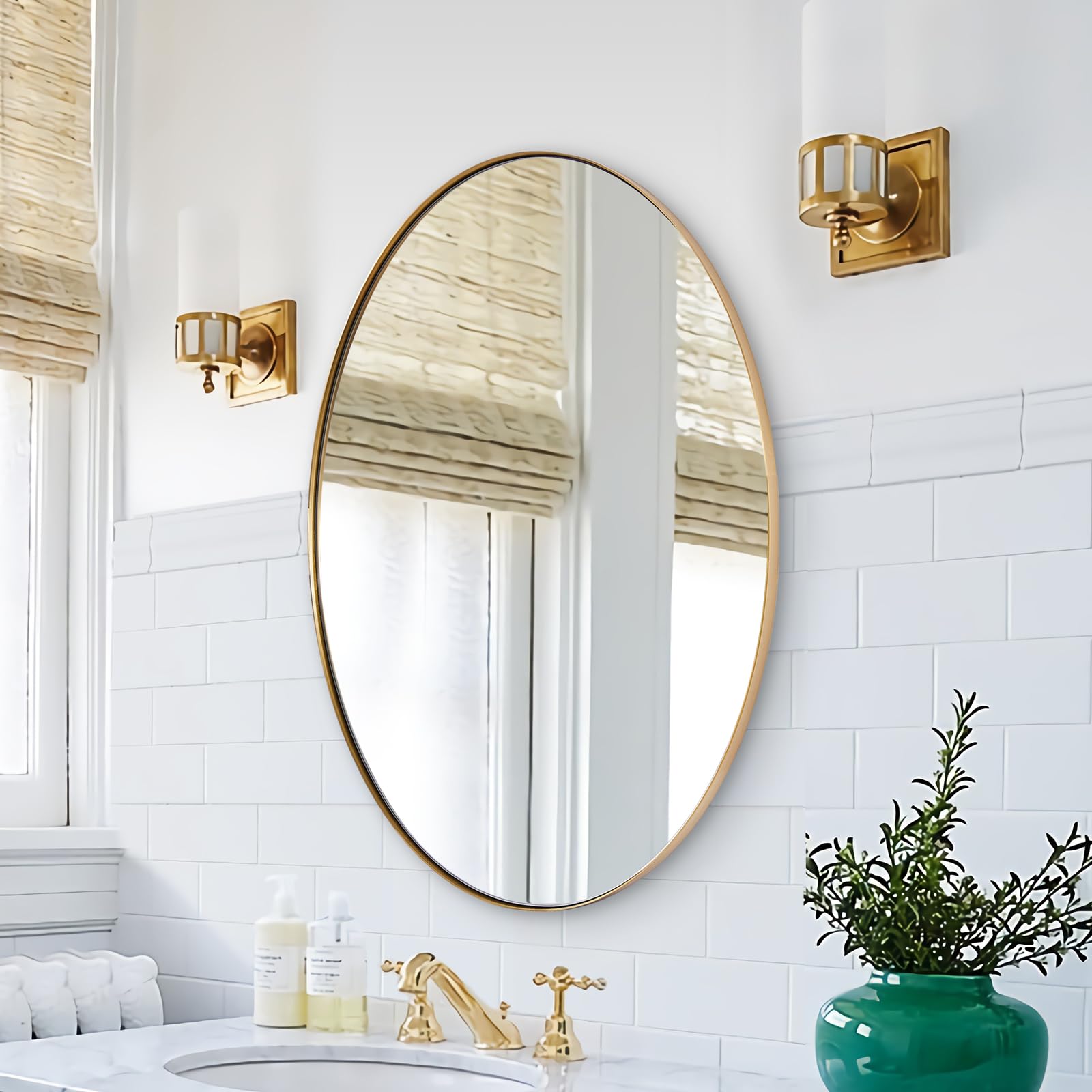Mua ANDY STAR Gold Oval Mirror, 24x36’’ Brushed Gold Oval Bathroom ...