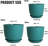 PROFIKLA Plastic Plant Pot Set 20cm 18cm 16cm with Drainage Holes Saucers Blue view 2