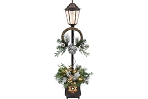 Puleo International 4 Foot Pre-Lit Christmas Indoor/Outdoor Lamp Post, 4', Green