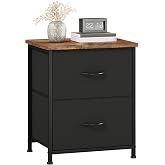 Somdot Night Stand with 2 Drawer, Small Nightstand End Table, Bedside Table | Small Dresser Side Table Storage Organizer with Fabric Bins and Wooden Top for Bedroom, Closet, Entryway, College Dorm