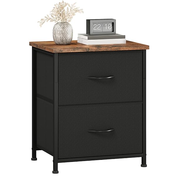 SOMDOT NIGHTSTAND, SMALL 2 DRAWER DRESSER END TABLE,...