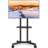 Mobile TV Stand with Upgraded Wheels for 32-75 Inch TVs up to 88 lbs | Height Adjustable Rolling TV Stand with Laptop Shelf, Mobile TV Cart with Heavy Duty Structure for Living Room, Patio, Office