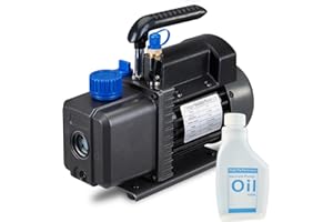 Rogvoc Vacuum Pump 3.5 CFM 110V 1/4 HP Single Stage Rotary Vane Air Vacuum Pump for HVAC/AUTO, AC Refrigerant Recharging, with Oil, Applicable to R12 R22 R134a R410a