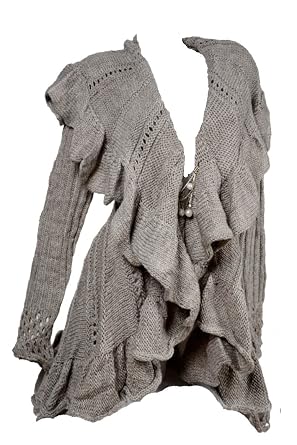 Grisodonna Style Damen Wassefall Wolle Strickjacke Jacke Pullover