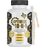 OptiWize 10-in-1 Joint Support Supplement, 320 Capsules | Glucosamine, Chondroitin, MSM, Type II Collagen, Hyaluronic Acid, Green Lipped Mussel &amp; Omega-3, Mobility &amp; Flexibility