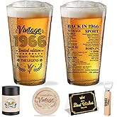 ZXAZXA 60th Birthday Gifts for Men 60 Year Old Birthday Gifts Vintage 1966 Beer Drinking Glass Cool 60th Birthday Gifts Happy Anniversary 60th Birthday Party Supplies Decorations