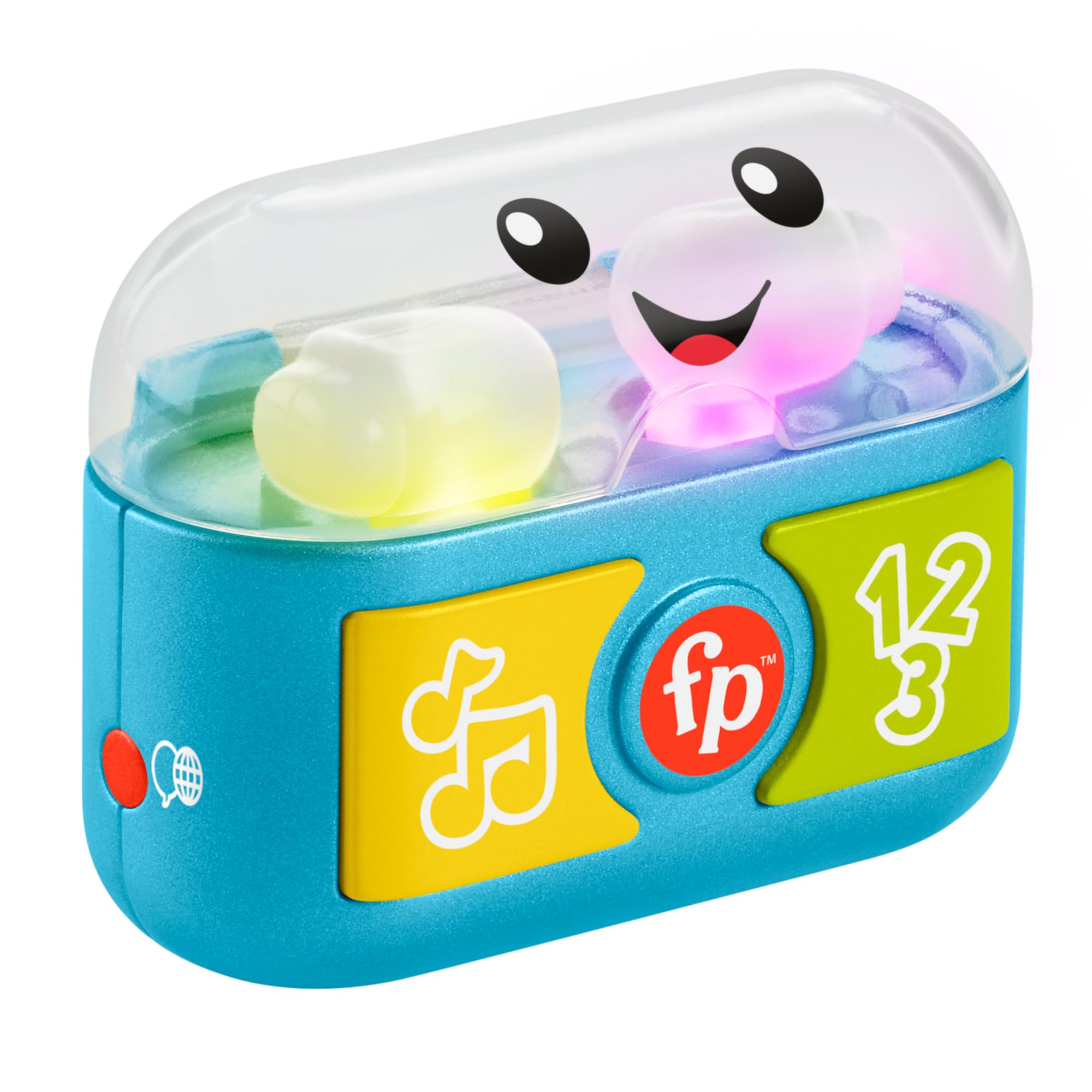 Fisher-Price Laugh & Learn Baby & Toddler Toy Play Along Ear Buds with Music & Lights for Ages 6+ Months, Multilanguage Version, HWY45