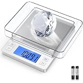 BOMATA 0.01g Small Digital Gram Scale, Upgraded 1kg Jewelry Scale | Larger Display, Hold Function, High Precision, Grams and Ounces for Herb, Coin, Powder,Yeast, Kitchen Silver