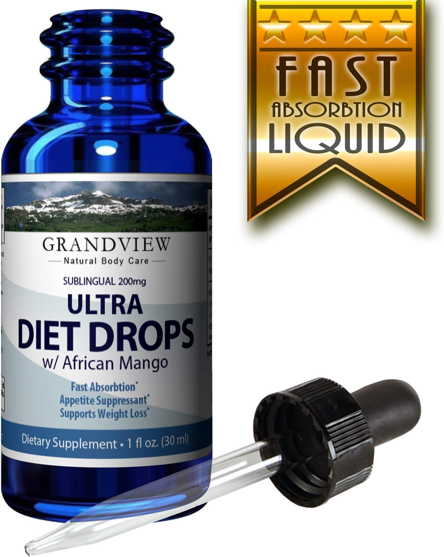Ultra Diet Drops w/African Mango | Diet Drops for Weight Management | Weight Loss Increases Leptin Levels |Supports Heart Health Weightloss | 1 fl. oz. (30 ml)