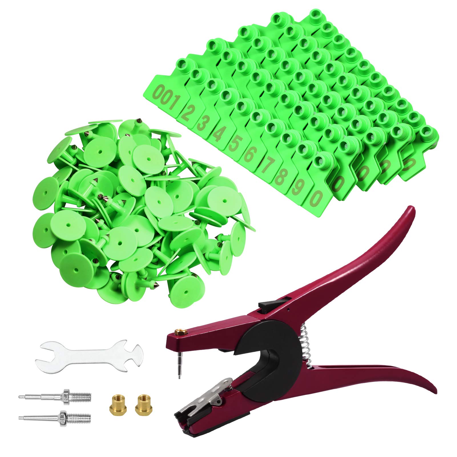 SPEEDWOX 1-100 Number Plastic Cow Cattle Ear Tag with Livestock Ear Tag Pliers and 2 Replaceable Ear Tag Needle Pins