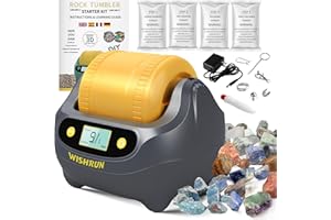 WISHRUN Rock Tumbler Kit, Durable Leak-Proof Rock Polisher for Kids, 9-Day Timer, Hidden Power Belt, Complete Geology Hobby Science Kit, The STEAM Gift for Kids