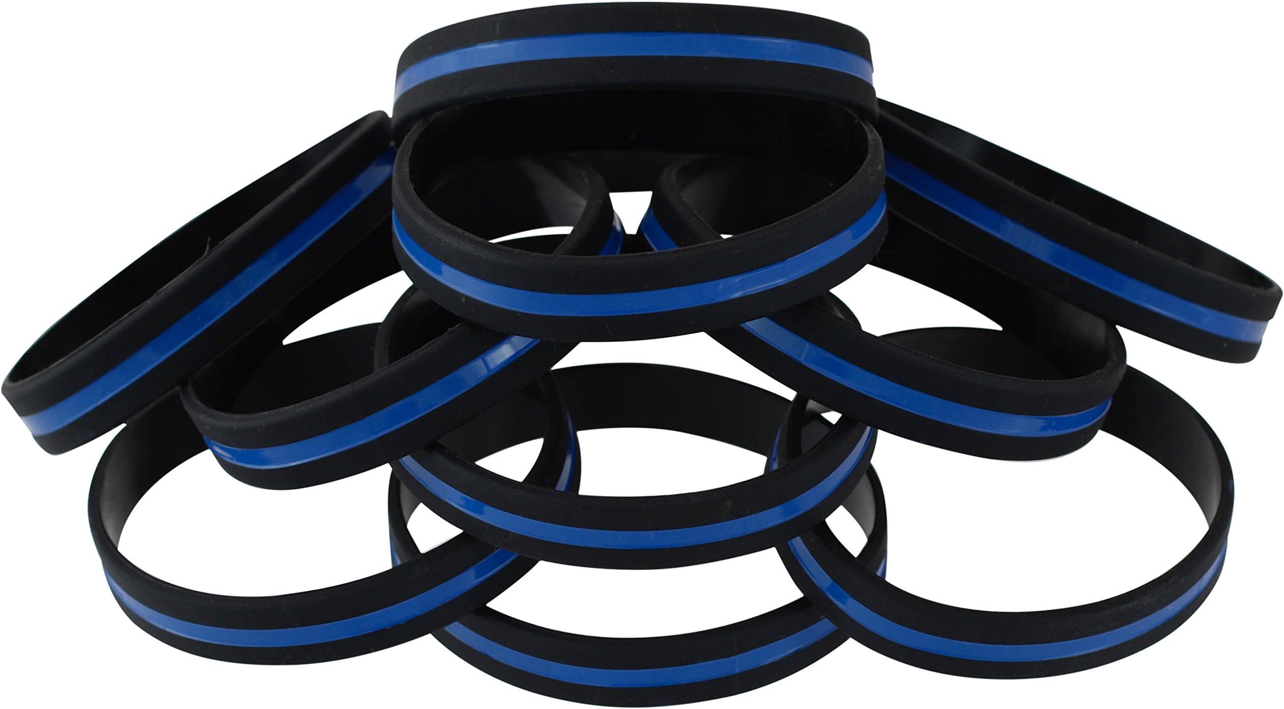 WIZARDPINS Police Officers Patrol Awareness Support Thin Blue Line Silicone Wristband Bracelets Value Pack (50 bracelets)