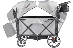 Larktale Caravan Quad Stroller, 4-Seater Kids Wagon, 214 lb Capacity, Avalon Gray
