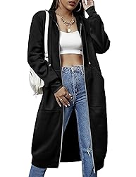 ELESOL Women's Casual Zip up Hoodies Long Tunic