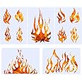 5 Sheets Flame Stencil Airbrush Flame Fire Stencil Fire Reusable Templates Painting Decor Template for Arts Window Wall Crafts Painting Decorations(7.9 x 5.5 Inch)