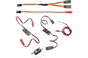 Zhongzhen 5-Pack RC Connector Cables - On/Off Switch, JST & JR Y Parallel Adapters for Traxxas, Axial Car, Crawler Truck - ESC, Battery, Motor, Fan & Light Compatibility