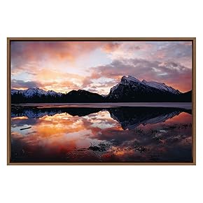 SIGNWIN Framed Canvas Wall Art Sunset with Mountains...