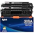 305A Black Toner Cartridge,Compatible for HP 305X CE410A CE410X for HP Laserjet Pro 400 Color M451dn M451nw M475dn M475dw M451dw M375nw Pro 300 M375nw M451 M475 M351 Printer, ( 2 Pack )