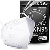 Hotodeal KN95 Face Mask 40 PCs, White KN95 Mask, 5 Layers Cup Dust Mask, for Men, Women, Healthcare Worker, Essential Workers