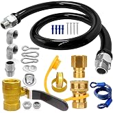 1675KIT48 Safety System Kit, 48" Mobile Commercial Gas Hose Kit with 3/4" Quick Disconnect, 3/4" Gas Flexble Line &amp; Gas Valve, Quick Connect &amp; Disconnect for Commercial Kitchen Equipment.