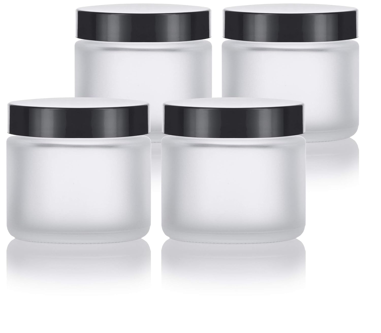 Frosted Clear Glass Straight Sided Jars 2 oz (4 Pack)