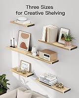 Pipishell Set of 6 Floating Shelves Paulownia Wood Rustic Black Rustic Color view 4