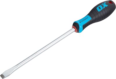 OX Pro Slotted Flared Screwdriver 200mm x 10mm Chrome Vanadium Magnetic Tip