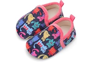 XIHALOOK Toddler Boys Girls House Slippers with Microfleece Lining Cozy Household Shoes Non-slip for Kids