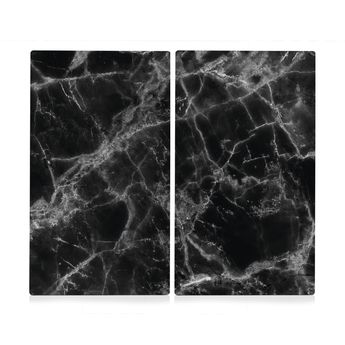 Zeller Hob Covers/Chopping Boards in Marble, Set of 2, Ceramic, Black marble, 30 x 52 x 1 cm