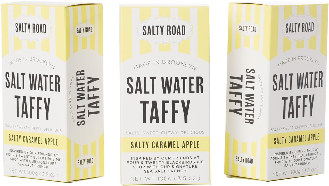 Salty Caramel Apple Gourmet Salt Water Taffy, the Salty Road, 3-pack