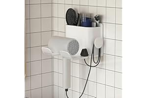 1pc Hair Dryer Multi-Functional Storage Rack, Wall Mounted Hair Dryer Bracket For Bathroom Shelves, No-Drill, Space Saving St