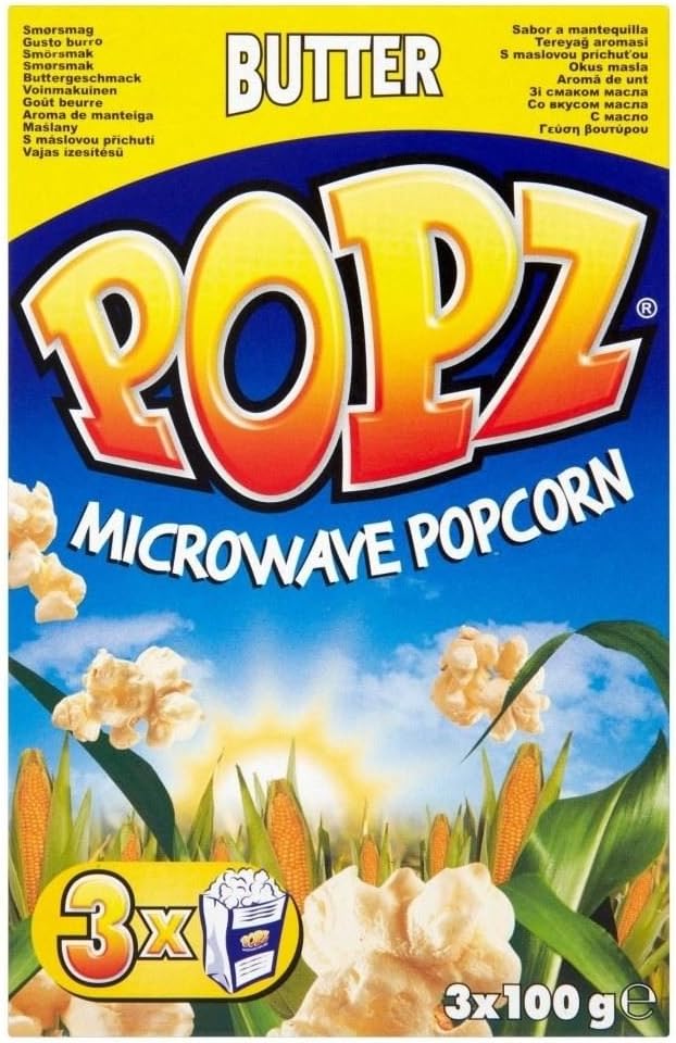 Popz Microwave Popcorn - Butter (3x100g) - Pack of 2