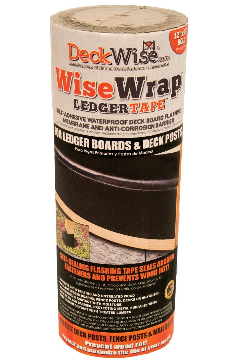 DeckWise WiseWrap Ledger Tape, Self Adhesive Deck and Post Flashing, 12