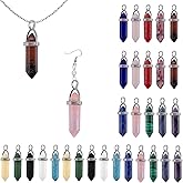 AUEAR, 30 Pack Bullet Shaped Crystal Pendants Hexagonal Pointed Quartz Stone Gemstone Pendant Healing Chakra Charms for Necklace Earring Jewelry Making