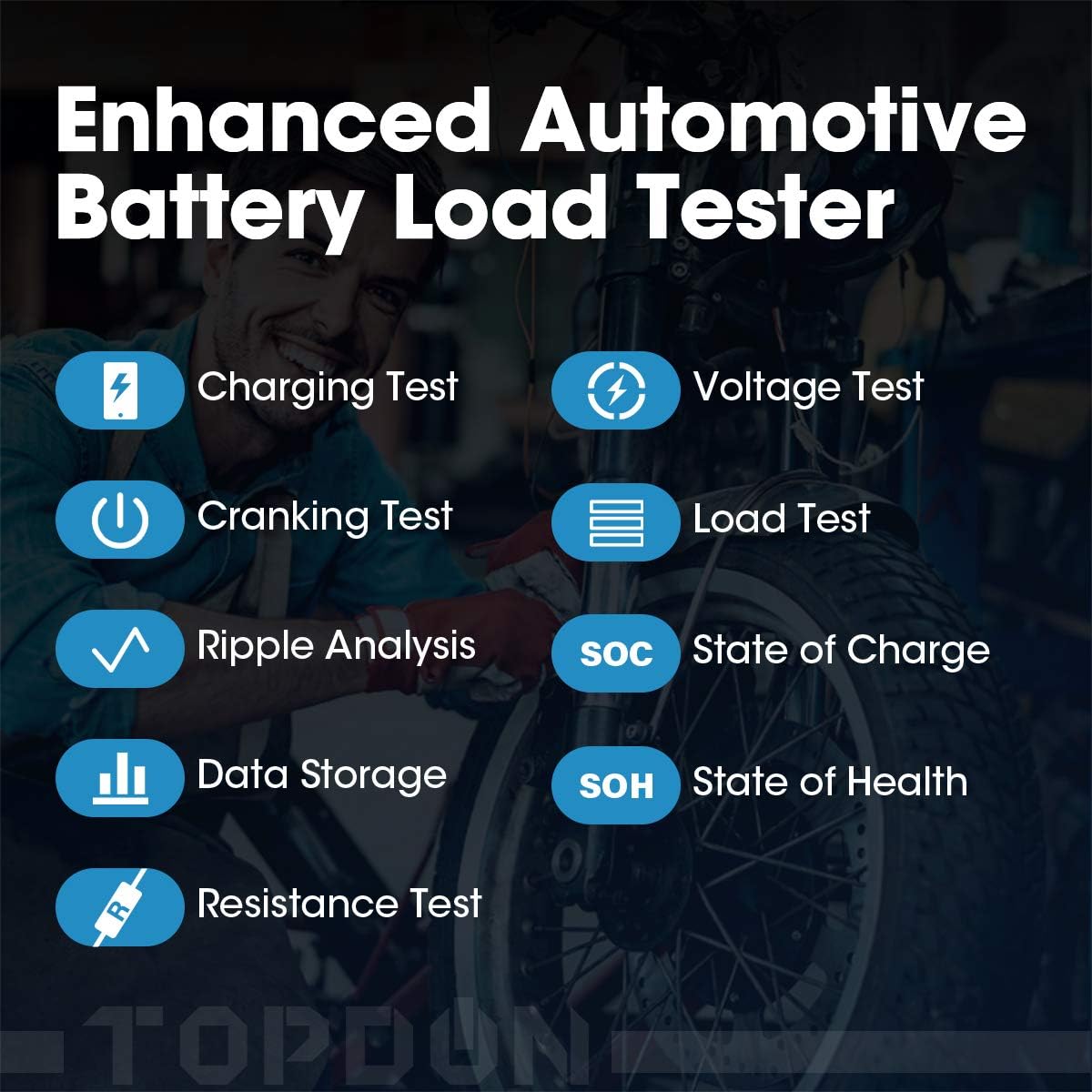 Topdon Car Battery Tester 12V 24V Load Tester - Image 4