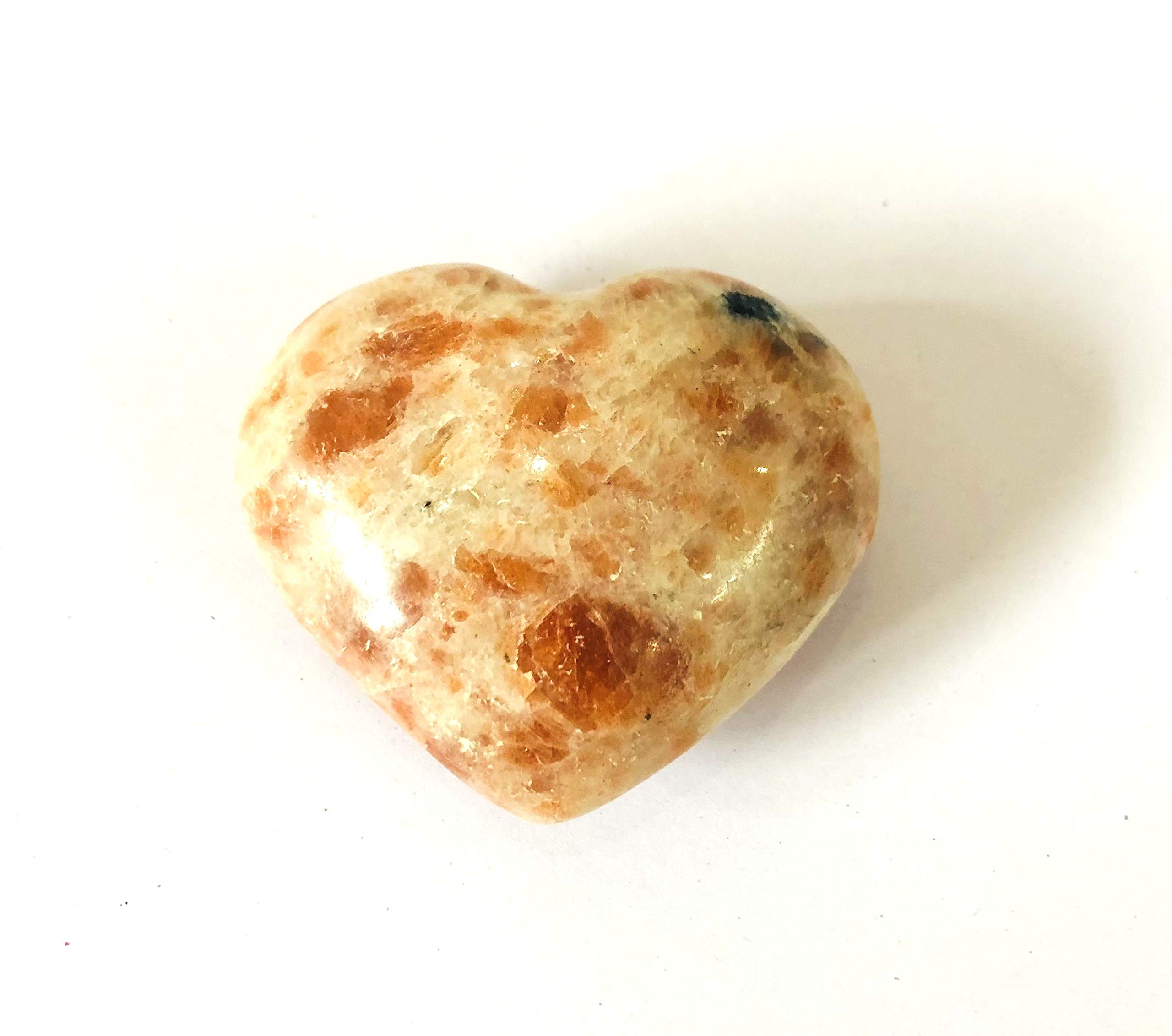 crystalmiracle Sunstone Gemstone Heart 45 MM Crystal Healing Rock Reiki FENG Shui Gift Positive Energy Meditation Peace Love Power