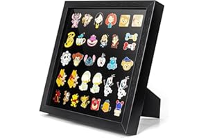COLLECTHALL 11x11 Enamel Pin Display Frame, Pin Collection Shadow Box, Desktop and Wall Display, Pin Display Case, Enamel Pin Holder, Black