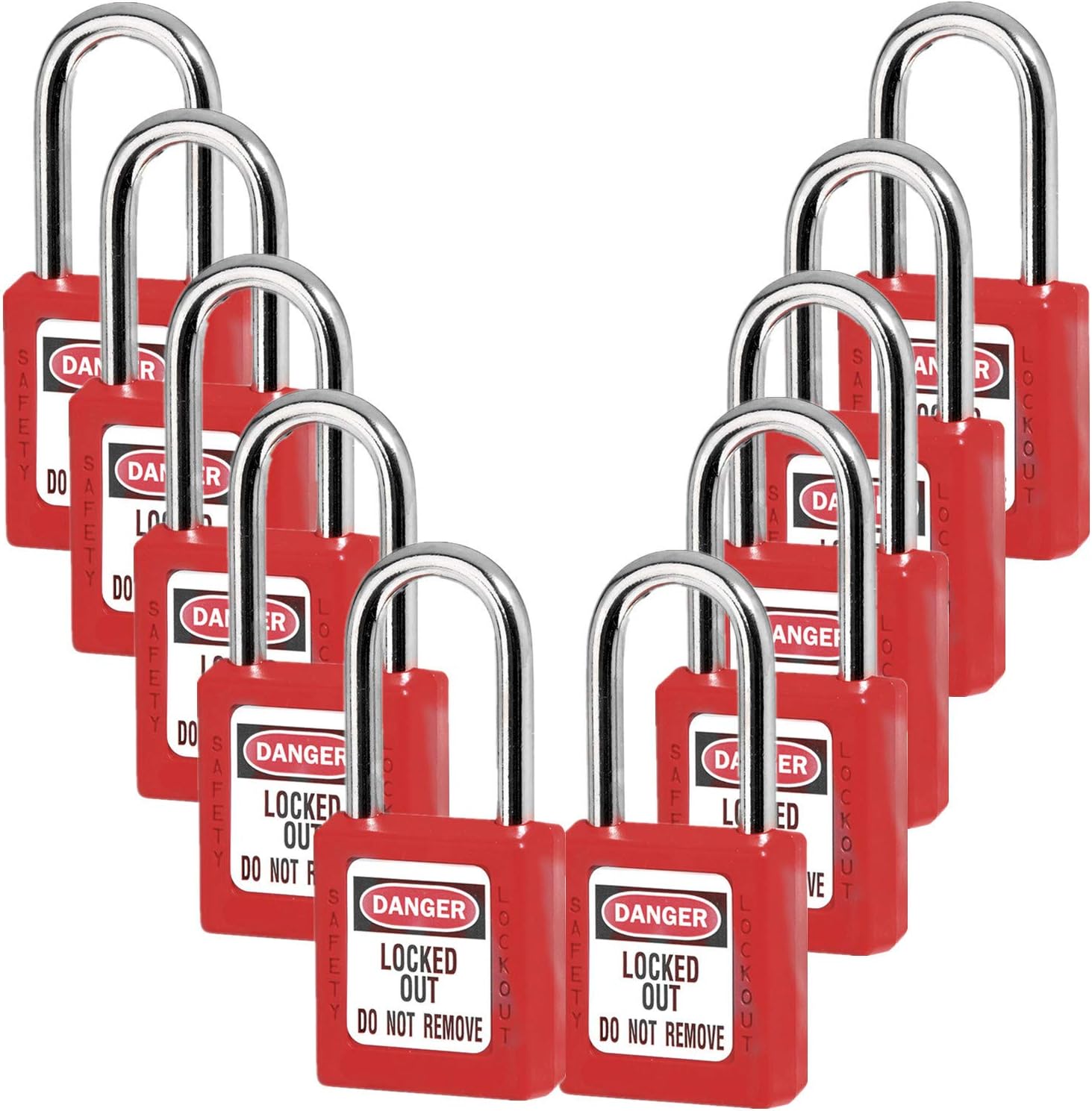 Lockout Tagout Locks, Safety Padlock, Plastic Red 10PCS (110), Keyed