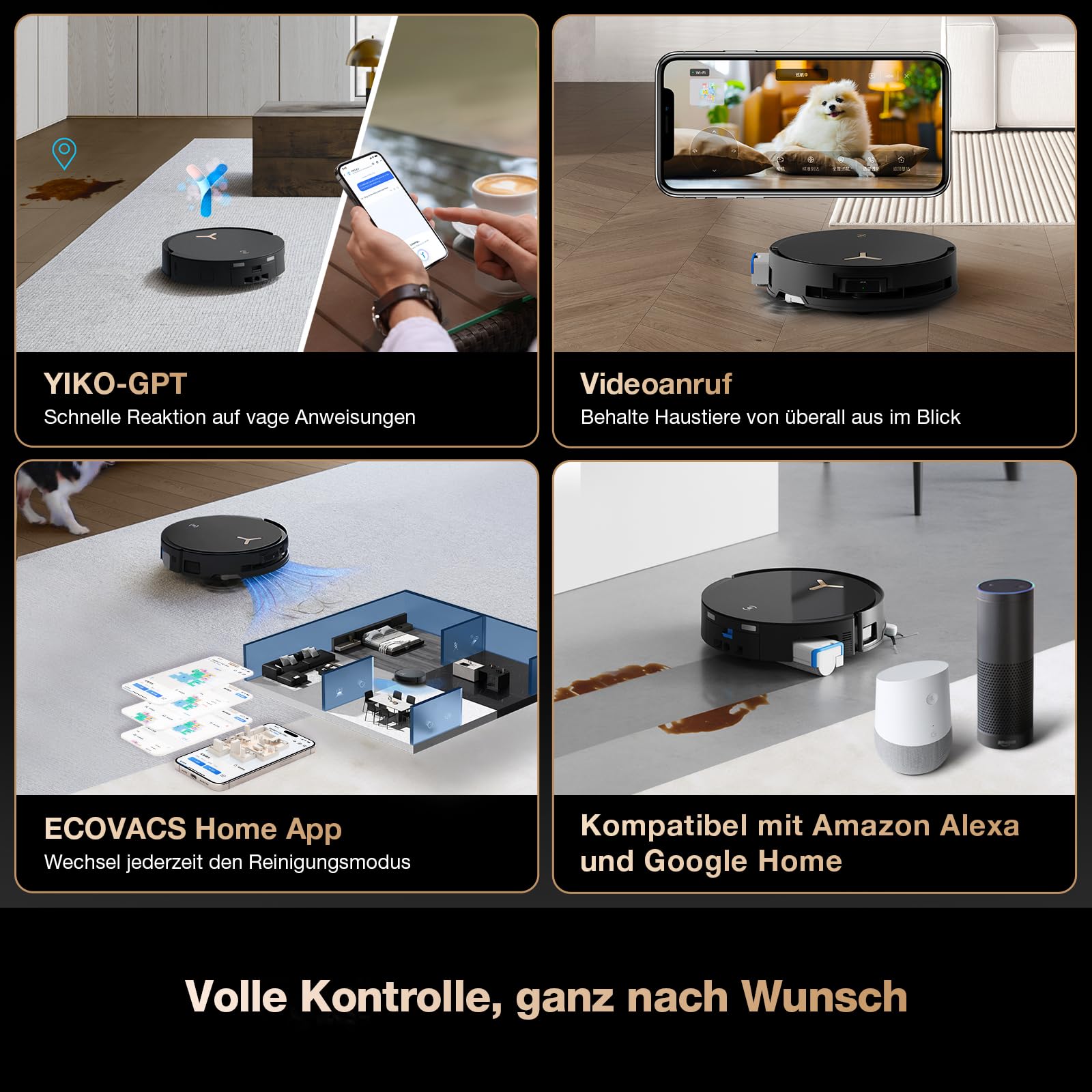 ECOVACS DEEBOT X8 PRO Omni Saugroboter mit Wischfunktion, OZMO Roller mit kontinuierliches Wischen & Selbstreinigung, 18.000 Pa, 12-in-1 Station, 40–75 °C Heißwasser-Moppreinigung, YIKO-GPT