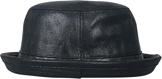 leather short brim hat