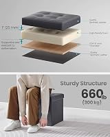 SONGMICS MAZIE Storage Ottoman 38 cm Folding Foot Rest Slate Grey LSF030G51 view 3